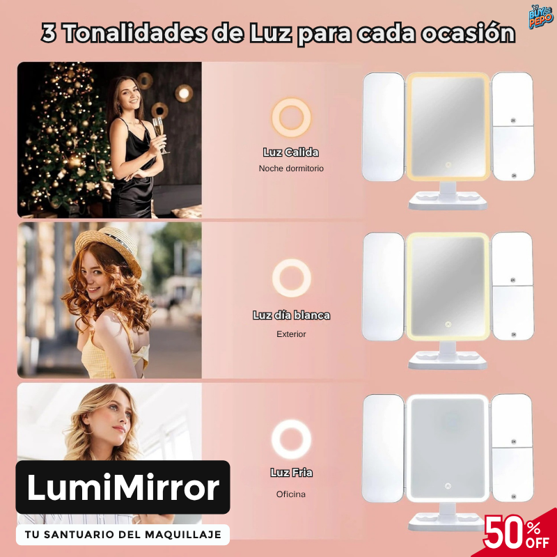 LumiMirror™ - Triple Espejo LED Para Maquillaje